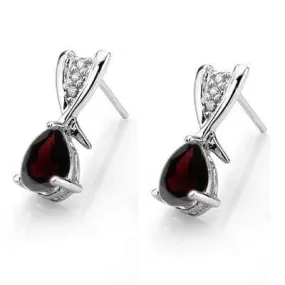 1 CARAT GARNET   925 STERLING SILVER EARRINGS