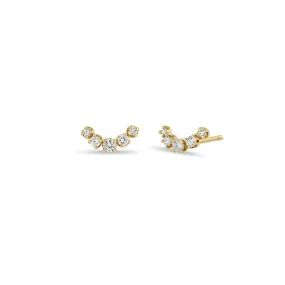 14k 5 Graduated Prong Diamond Curved Bar Studs