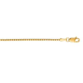 14K Gold 1.1mm Classic Box Chain with Lobster Lock, Available in White and Yellow Gold