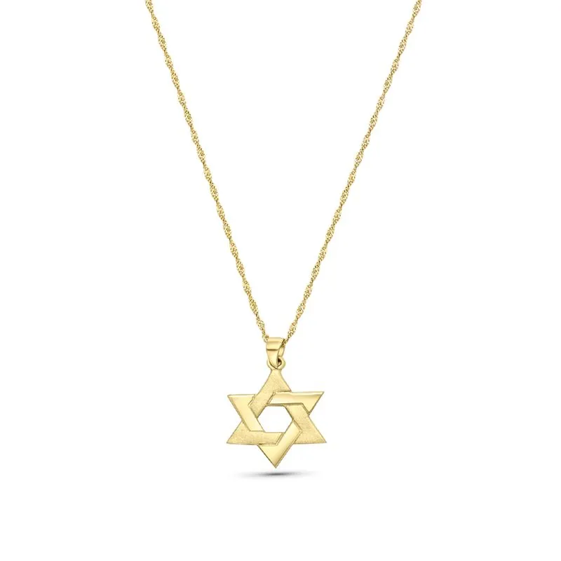 14K Gold Large Star of David Pendant