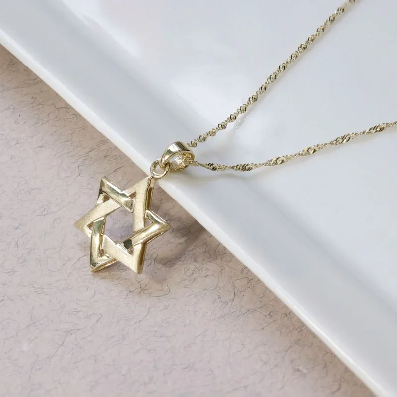 14K Gold Large Star of David Pendant