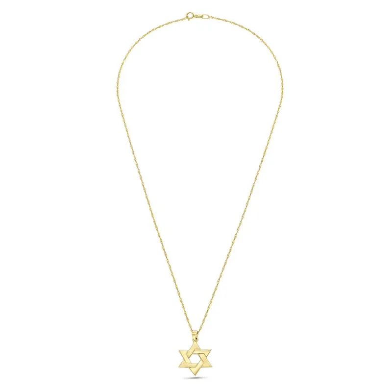 14K Gold Large Star of David Pendant