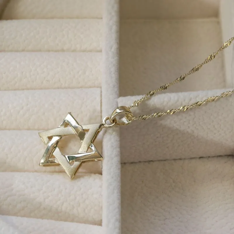 14K Gold Large Star of David Pendant