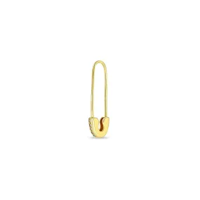 14k Gold Pavé Diamond Safety Pin Threader Earring