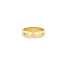 14k Half Round Ring with 8 Star Set Diamonds