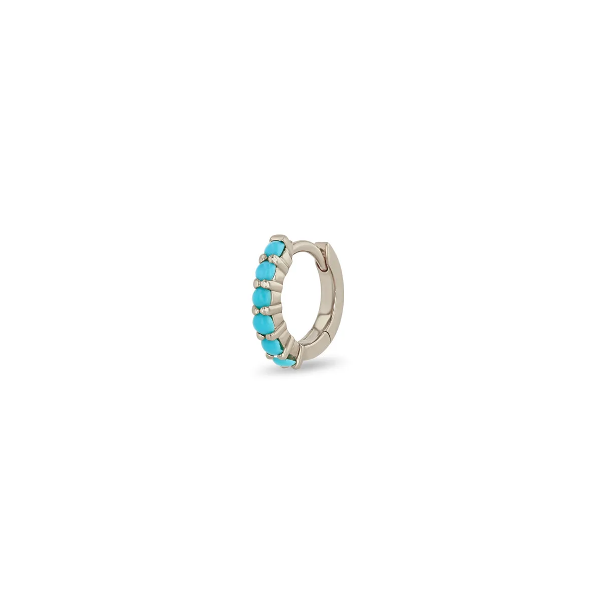 14k Prong Set Turquoise Small Hinge Huggie Hoops