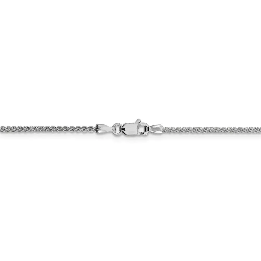 1.5mm 10k White Gold Solid Diamond Cut Wheat Chain Necklace