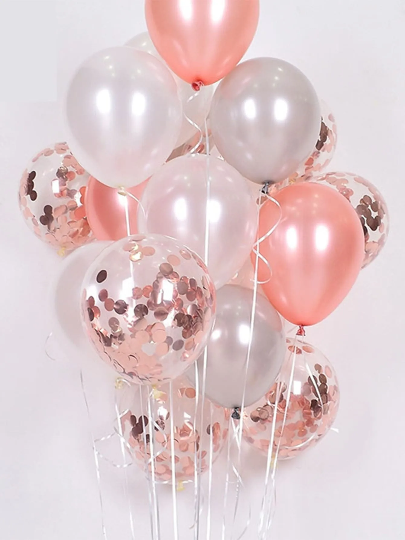 16pcs Confetti Balloon Set With 2rolls Ribbon