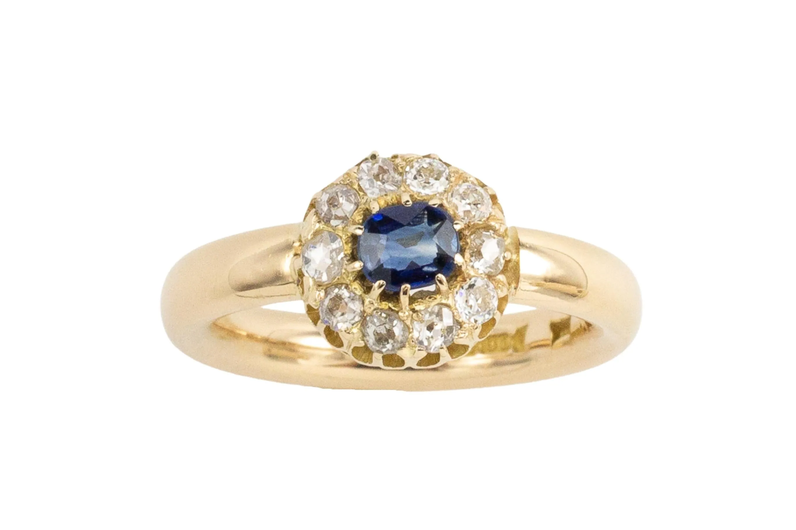 18 carat gold sapphire and diamond cluster ring