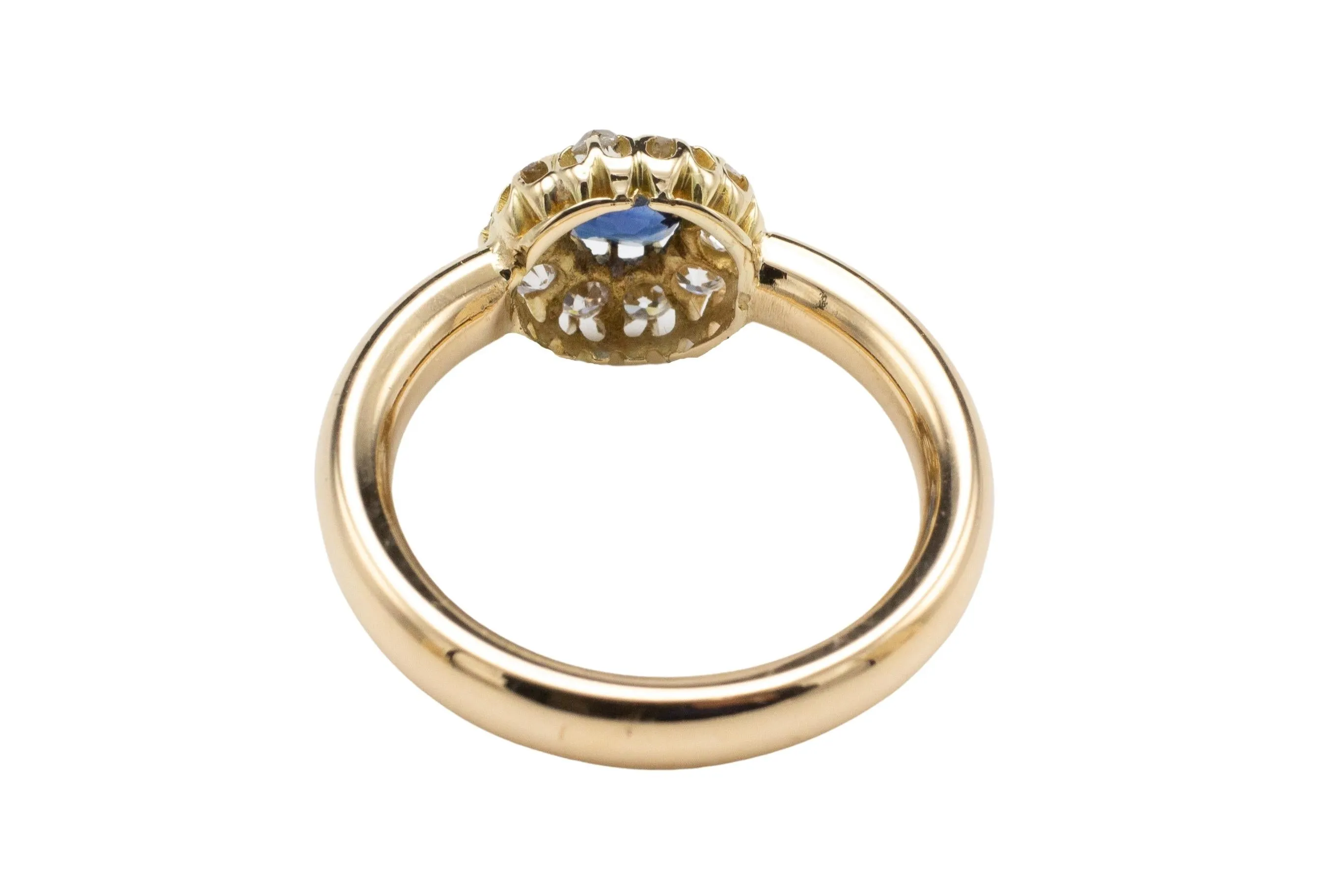 18 carat gold sapphire and diamond cluster ring