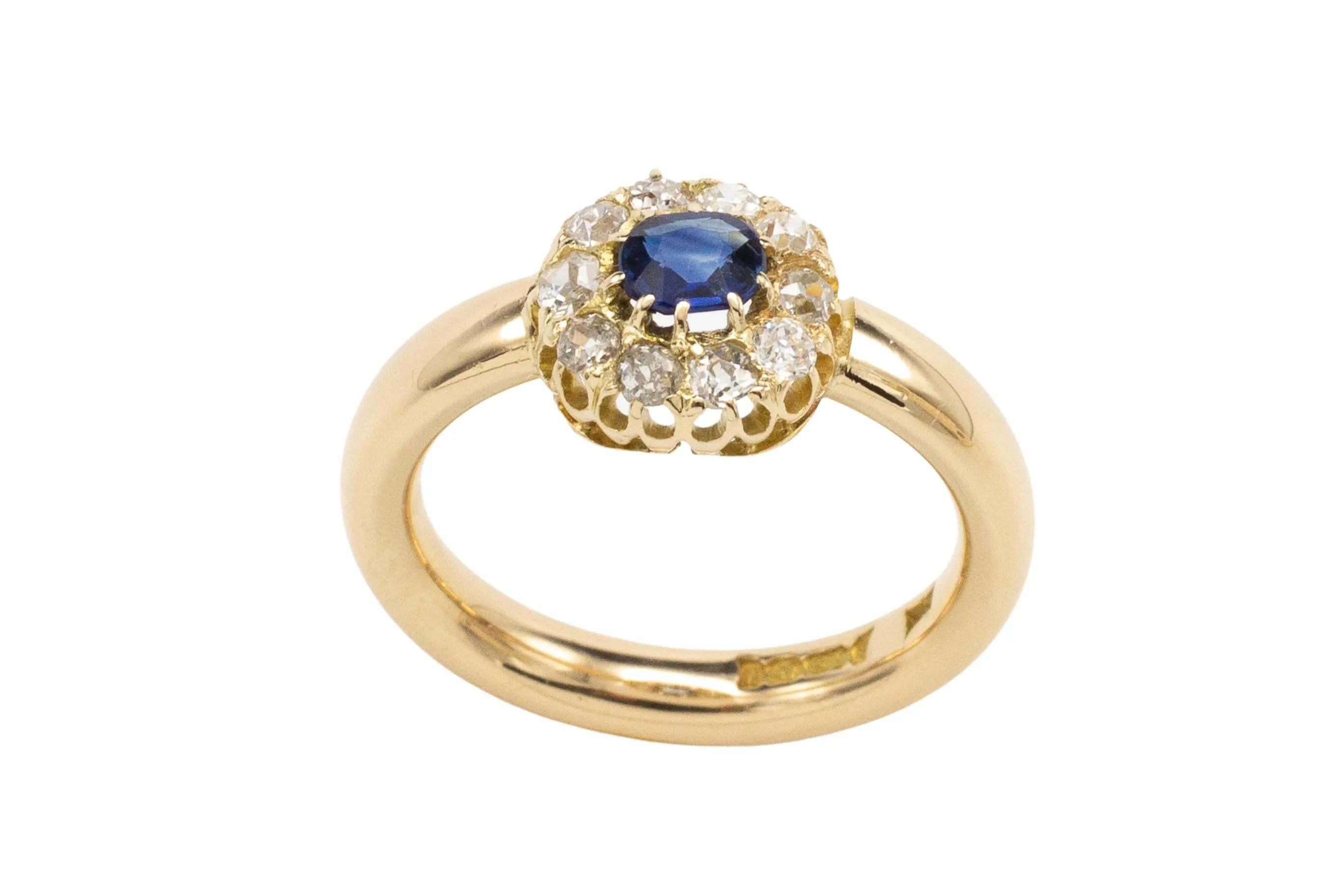 18 carat gold sapphire and diamond cluster ring