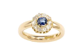 18 carat gold sapphire and diamond cluster ring