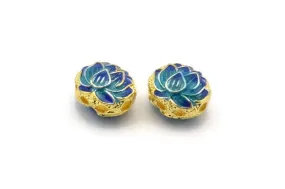 2 Pieces Enamel Brass Chrysanthemum Connector Beads (11x9mm) L06 B-5