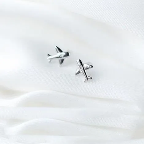 .925 Sterling Silver Aircraft Airplane Plane Earrings