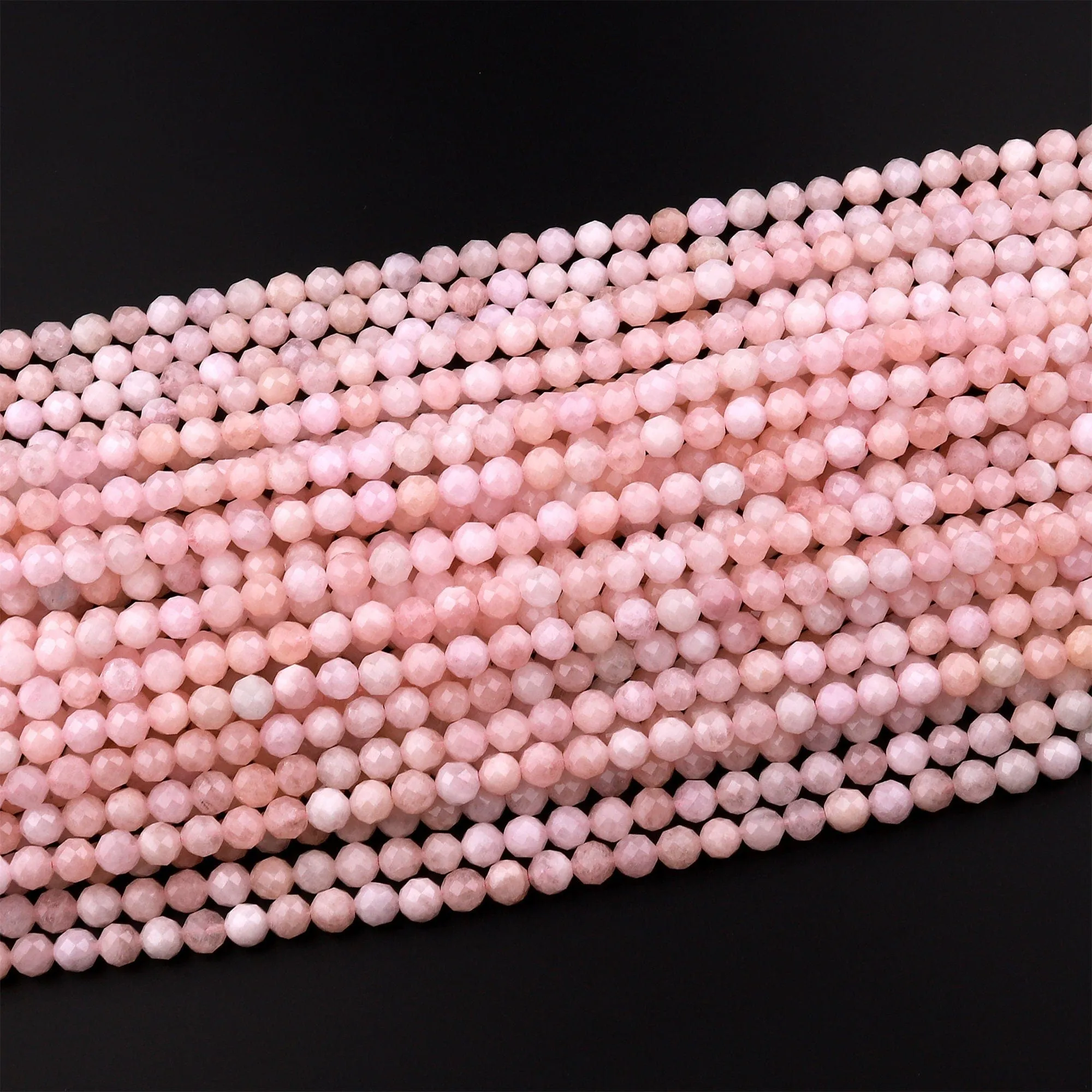 AAA Faceted Pink Morganite 6mm Round Beads Natural Aquamarine Beryl Gemstone 15.5" Strand