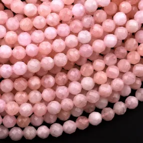 AAA Faceted Pink Morganite 6mm Round Beads Natural Aquamarine Beryl Gemstone 15.5" Strand