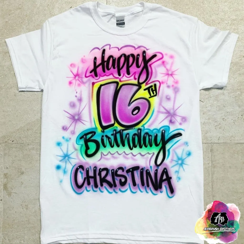 Airbrush Happy 16th Birthday Design