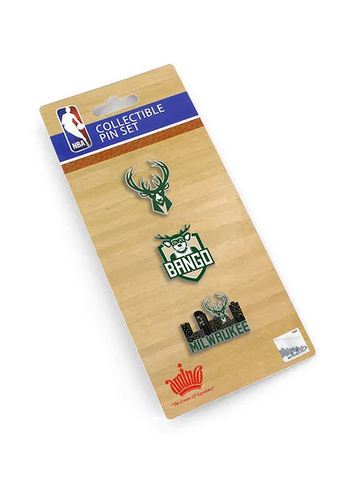 Aminco 3-Pc Bango Milwaukee Bucks Pin Set