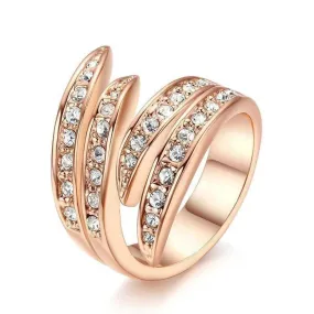 Angel's Wing Rose Gold Color Austrian Crystal Ring for Men Women