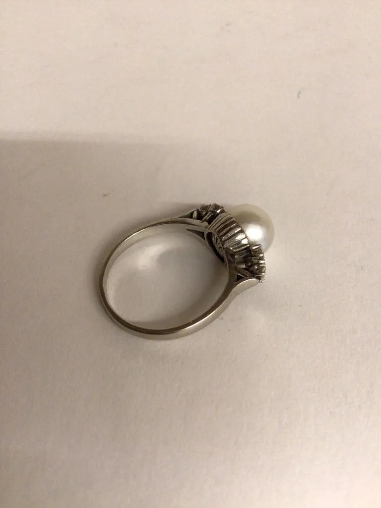 Antique Pearl and Diamond Ring Set in Platinum