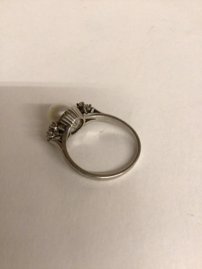 Antique Pearl and Diamond Ring Set in Platinum