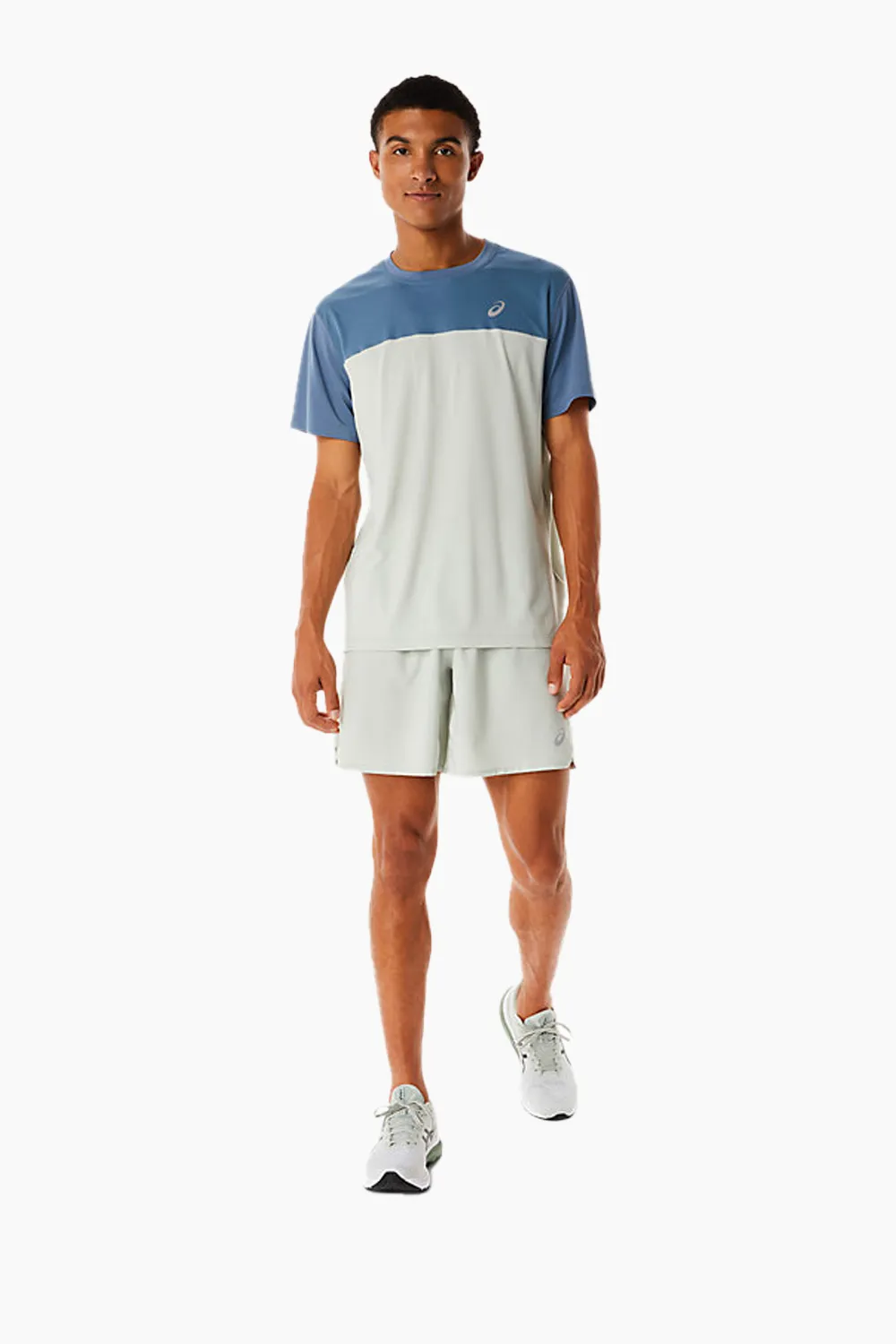 ASICS Men's Race SS Top in Steel Blue/Light Sage