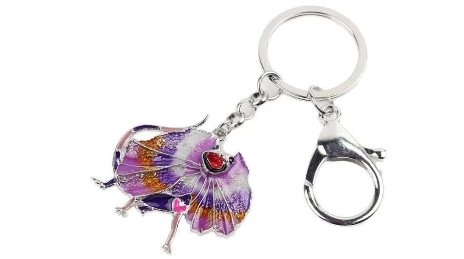 Australia Frilled Lizard Animal Enamel Key Chains Gift for Men & Women