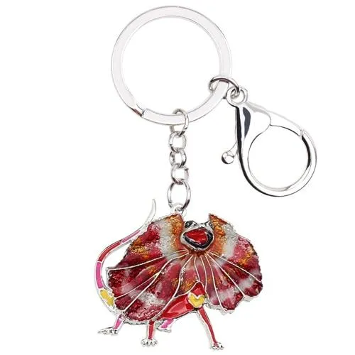 Australia Frilled Lizard Animal Enamel Key Chains Gift for Men & Women