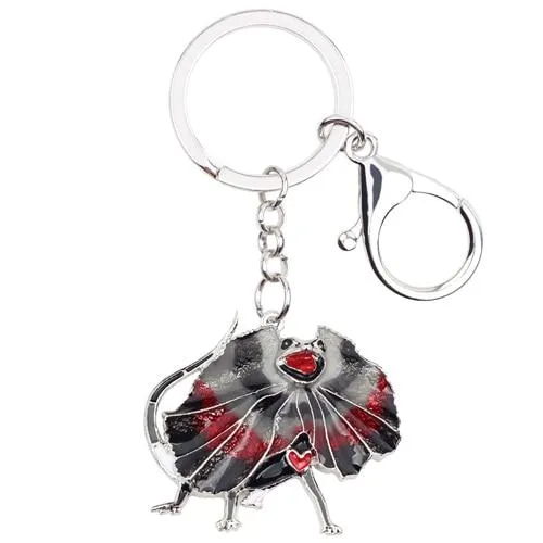 Australia Frilled Lizard Animal Enamel Key Chains Gift for Men & Women