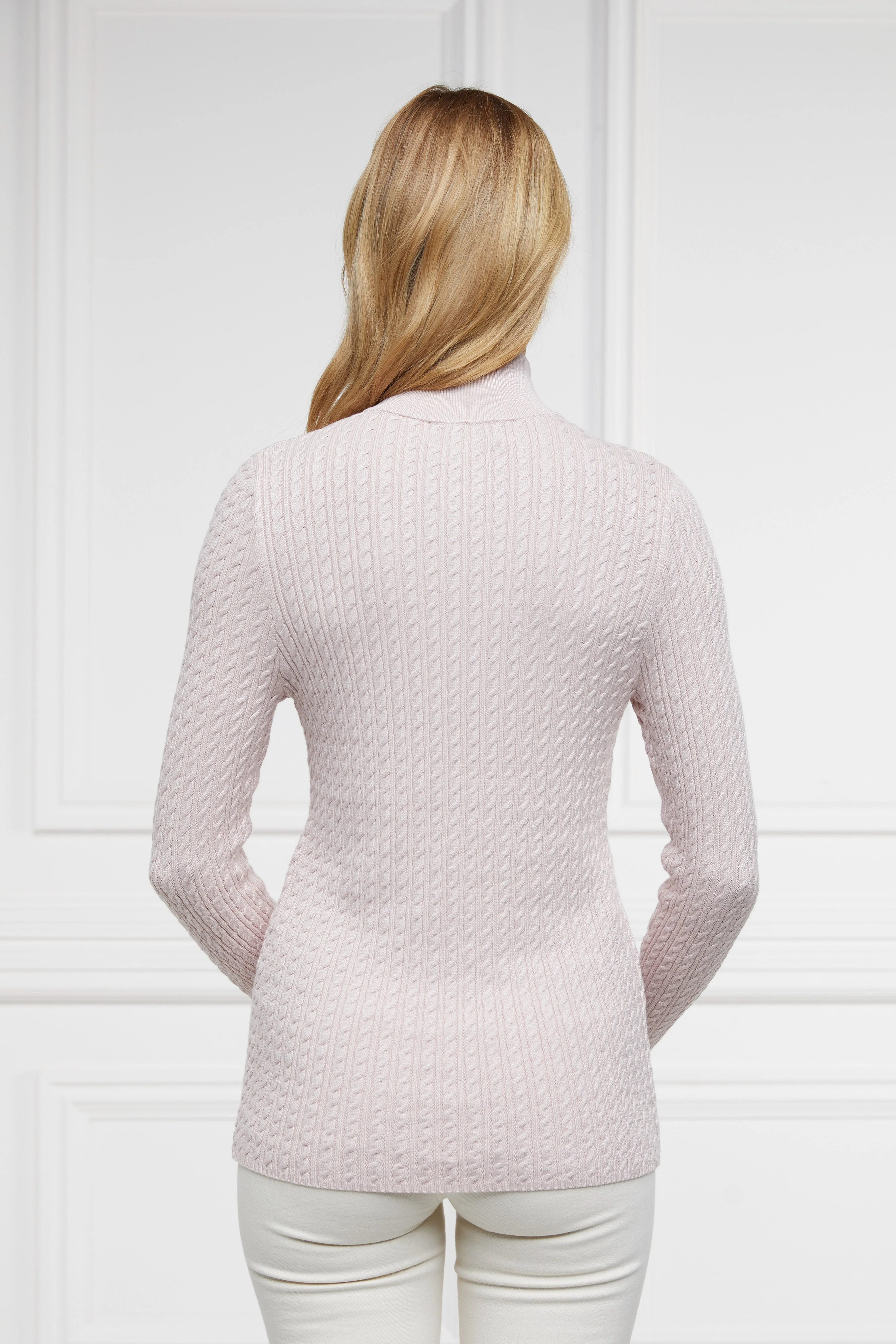 Ava Half Zip Knit (Soft Pink)