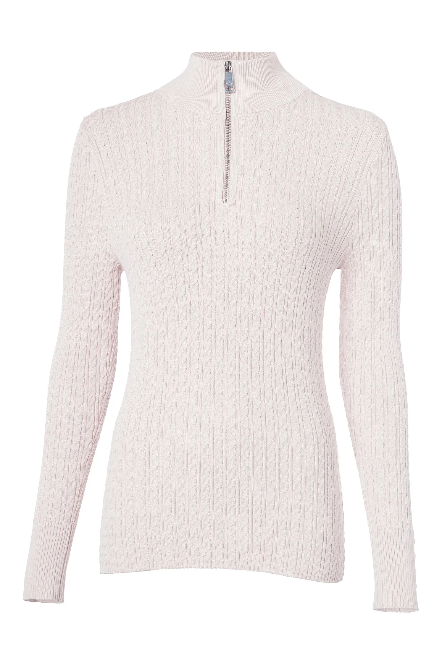 Ava Half Zip Knit (Soft Pink)