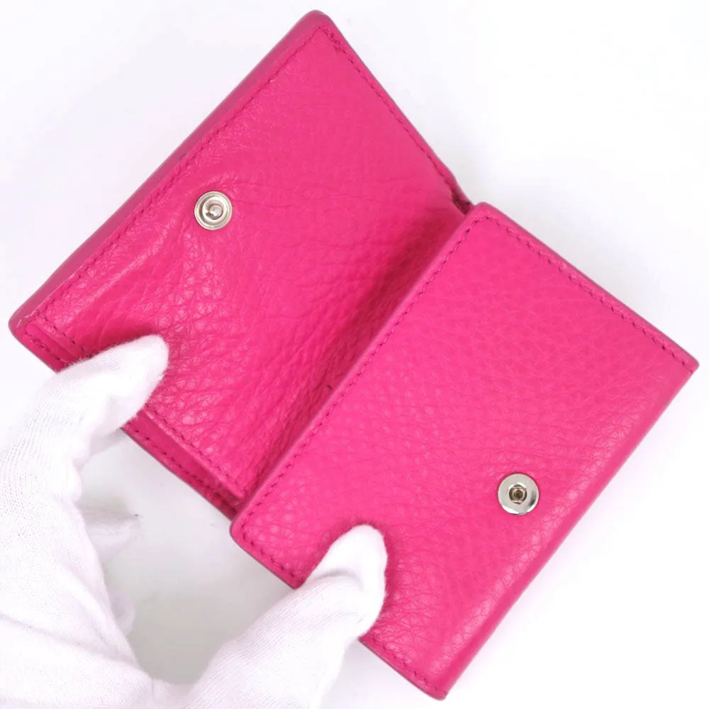 BALENCIAGA Tri-fold wallet 391446 leather pink Paper mini Women Used Authentic