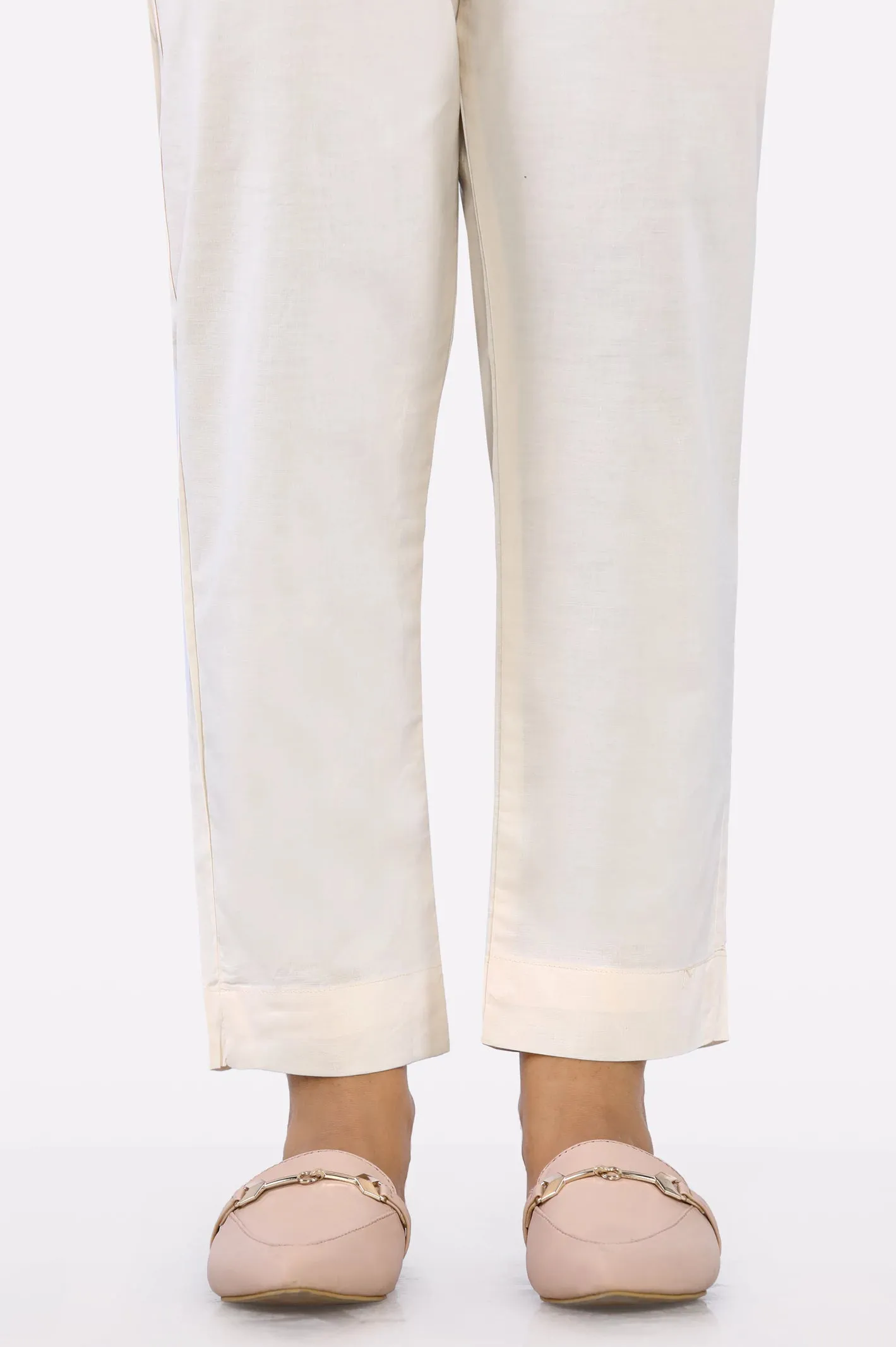 Beige Plain Trouser