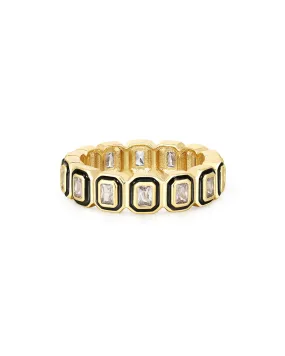 Bezel Ballier Ring- Black- Gold