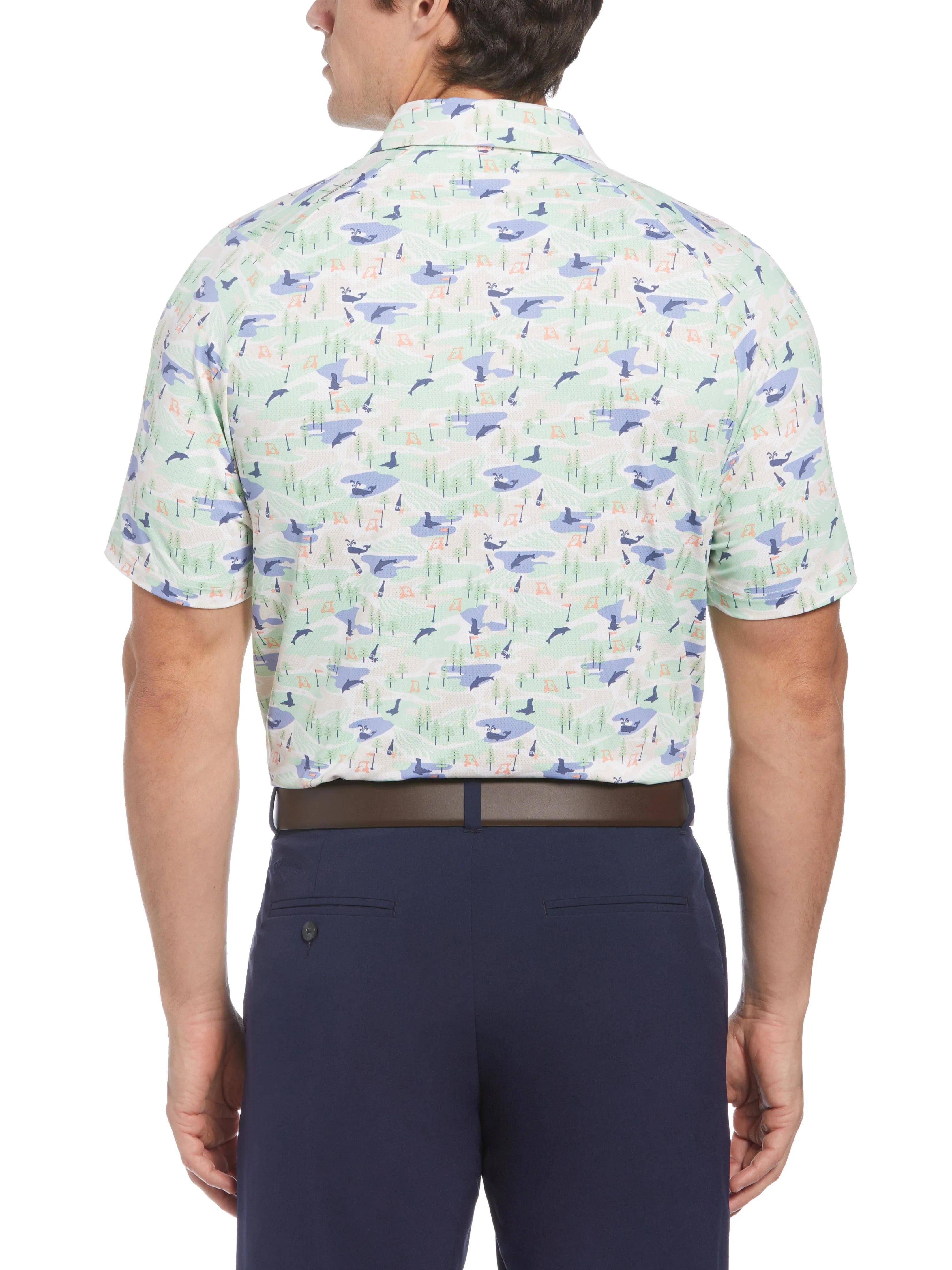 Big & Tall Abstract Coastal Print Golf Polo