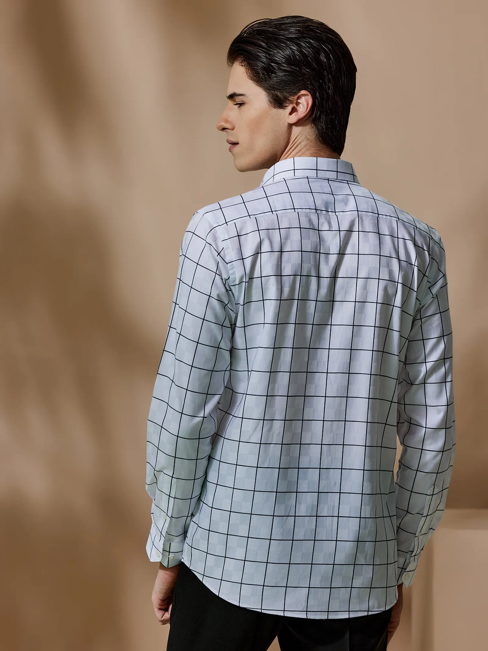 Black Checked Giza Formal Shirt