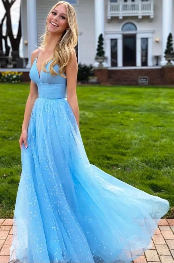 Blue Prom Dress Long, Formal Dress, Evening Dress, Pageant Dance Dresses, School Party Gown, PC0754