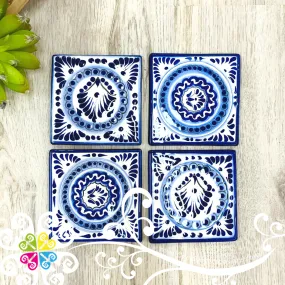 Blue Talavera Set of 4 Coaster - Mexican Coasters