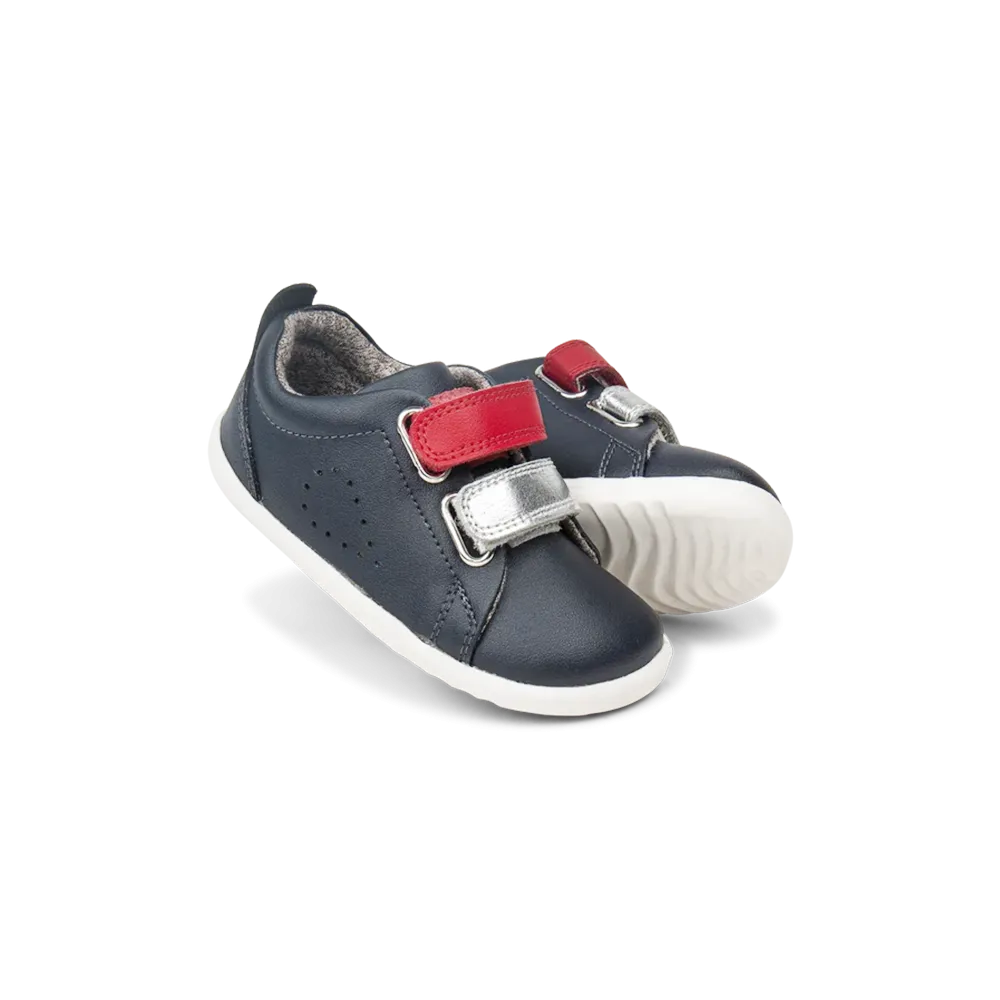 Bobux Step Up Grass Court Switch Kids Navy (Red   Silver Metallic)