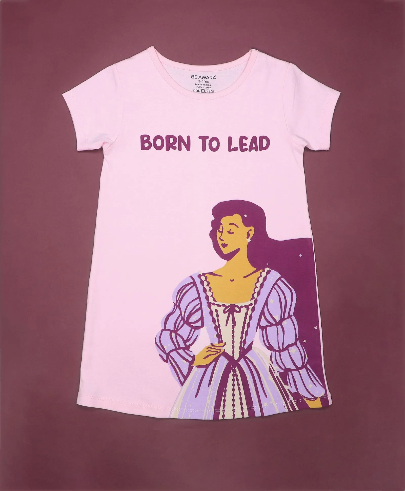 Born To Lead Print Girls T-Shirt Dress