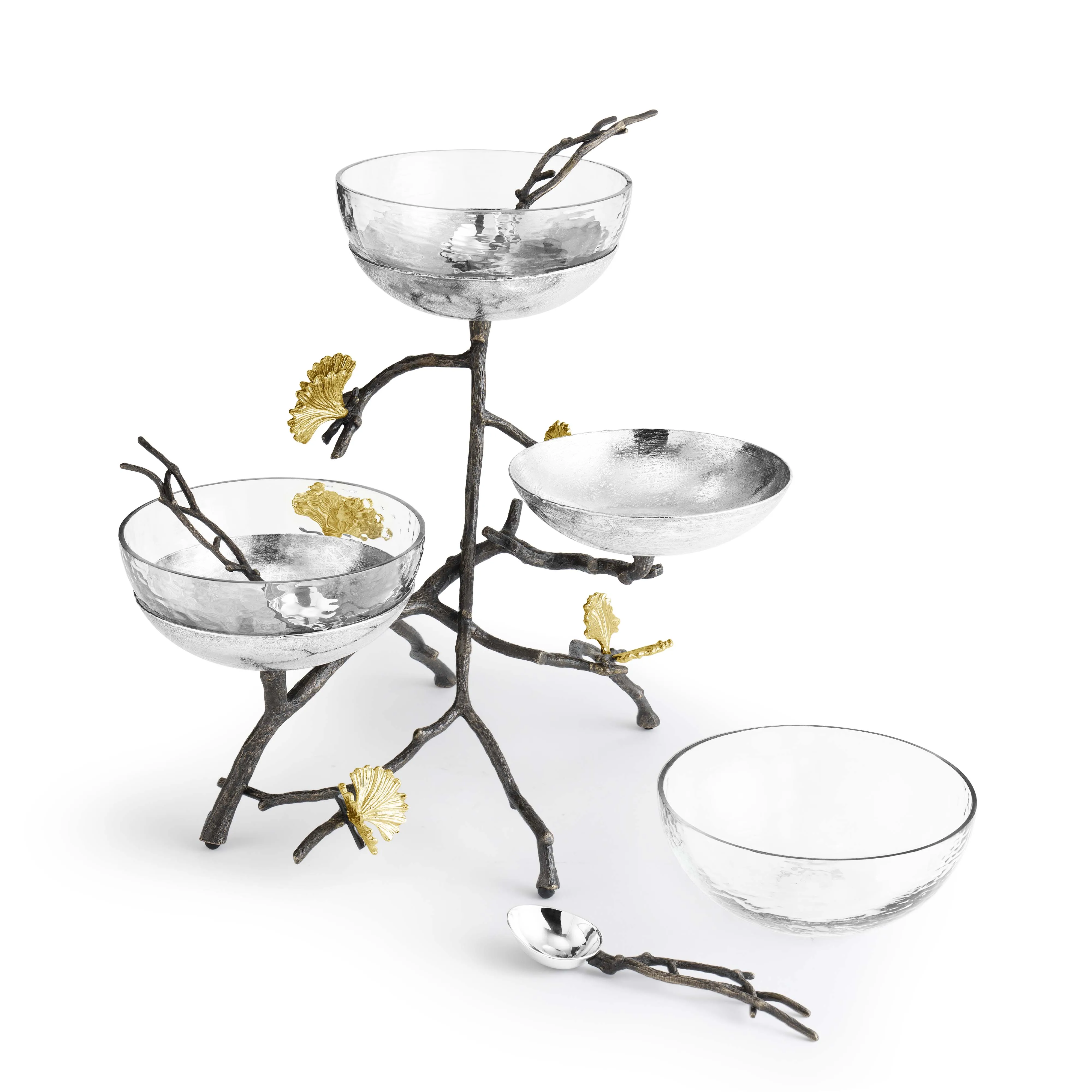 Butterfly Ginkgo Triple Bowl Set with Spoons