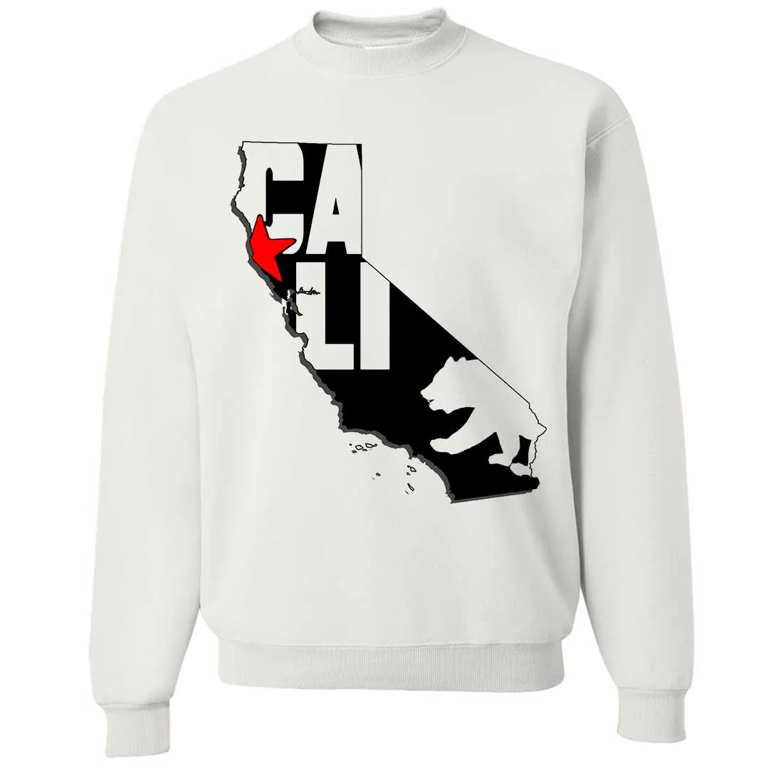 Cali Map Silhouette Outline Crewneck Sweatshirt