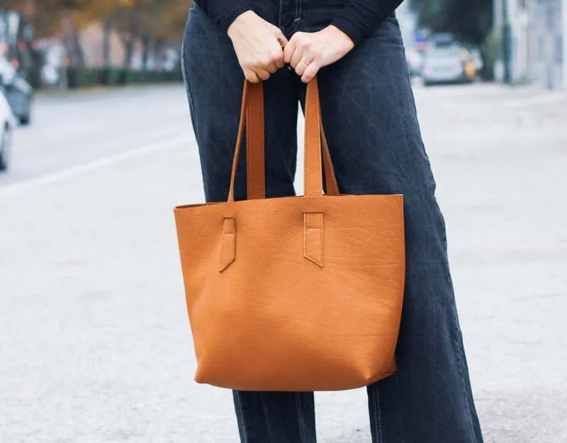 Calisto tote bag - Copper brown leather