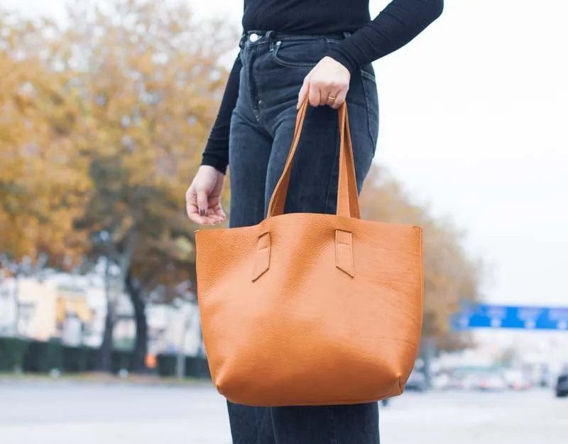 Calisto tote bag - Copper brown leather