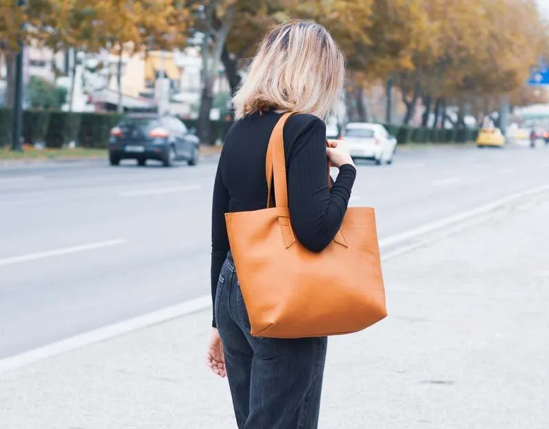 Calisto tote bag - Copper brown leather