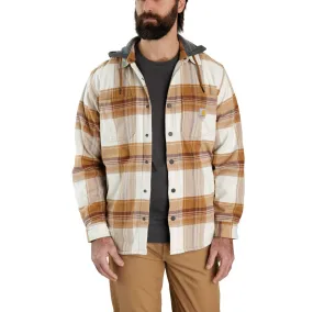 'Carhartt' Men's Rugged Flex Flannel Fleece Lined Hooded Shirt Jac - Carhartt Brown