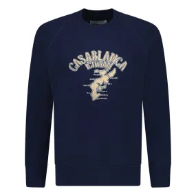 CASABLANCA NAVY CREW NECK SWEATSHIRT