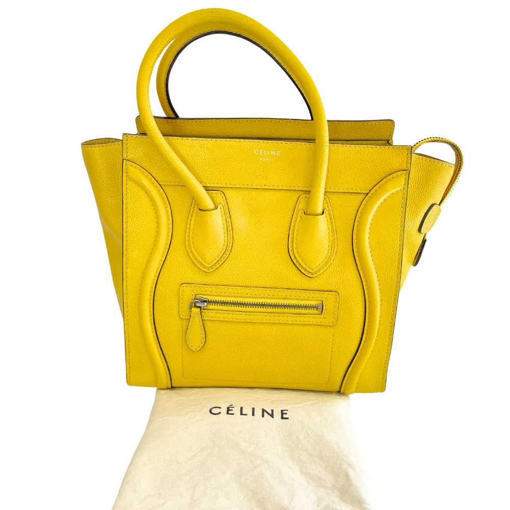 CELINE Handbag 167793 leather yellow Micro shopper Luggage Women Used Authentic