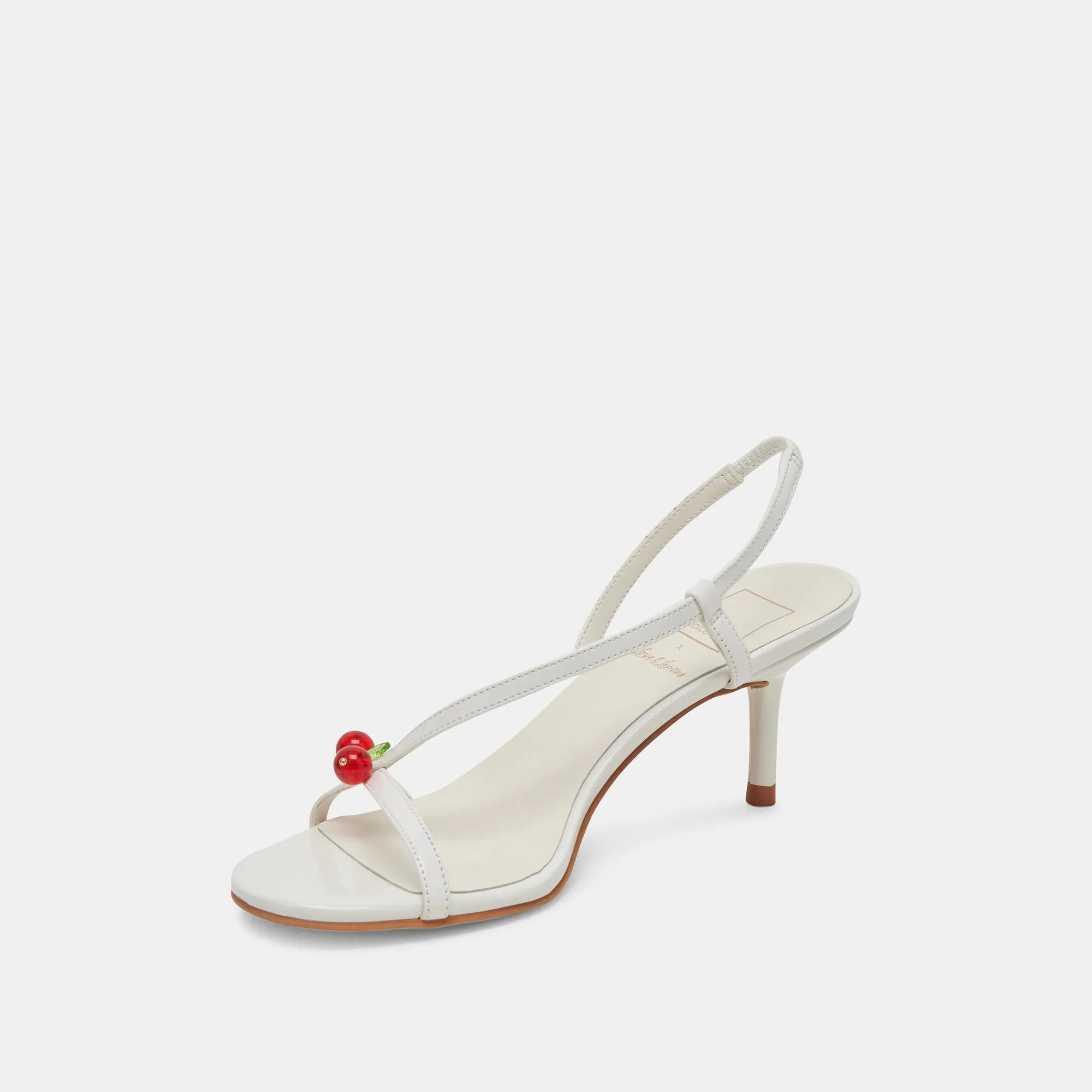 CERISE HEELS WHITE PATENT STELLA