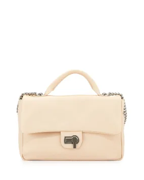 Charles Jourdan Vogue Flap-Top Leather Shoulder Bag, Cream